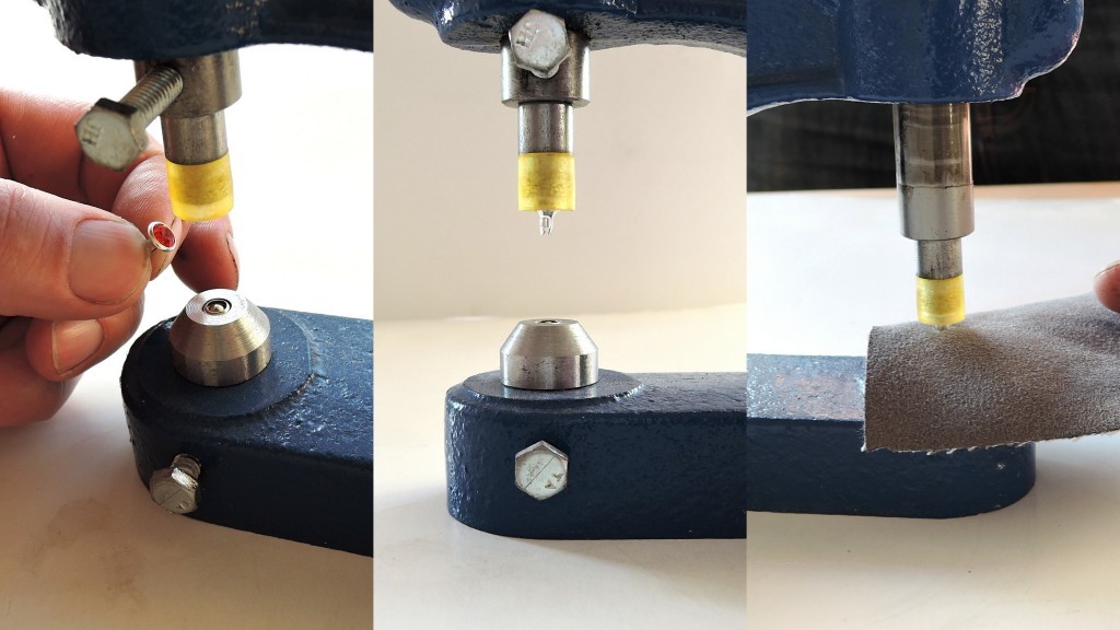 Riveting of self-tapping chaton rivets using a hand press