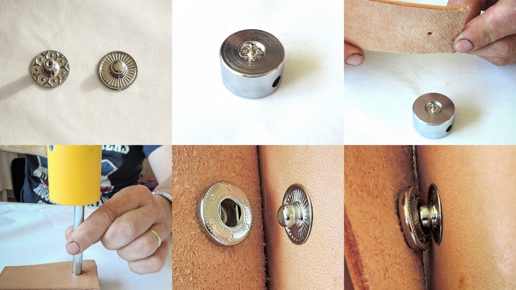 Application of the lower part of the snap fastener