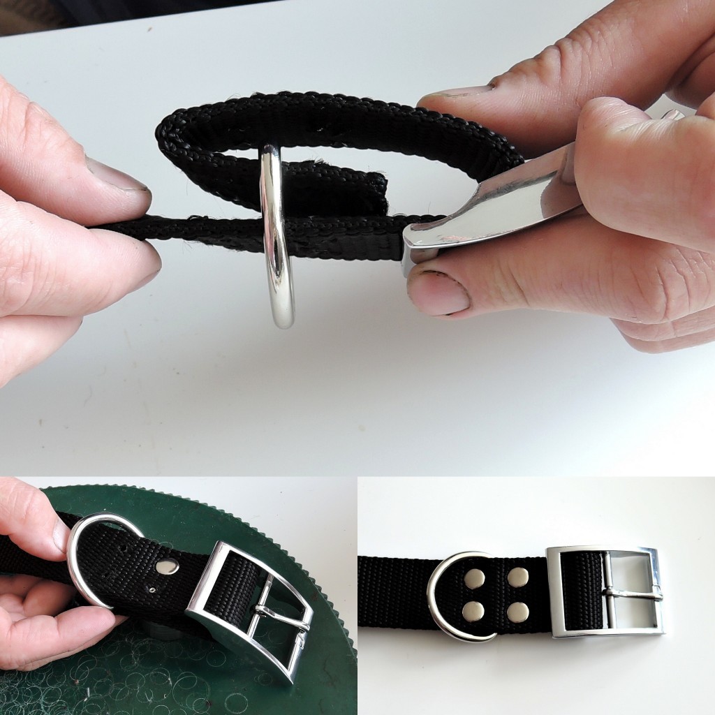 Fixing buckles and D rings with rivets